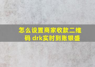 怎么设置商家收款二维码 drk实时到账银盛